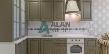 Угловая кухня из массива ясеня оливкового цвета по индивидуальным размерам