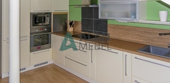 встроенная угловая кухня матовая молочного цвета на заказ по индивидуальным размерам