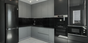 Кухня современная угловая без ручек по индивидуальному размеру