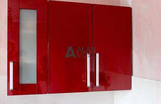 бордовая угловая кухня из пластика по индивидуальному размеру 