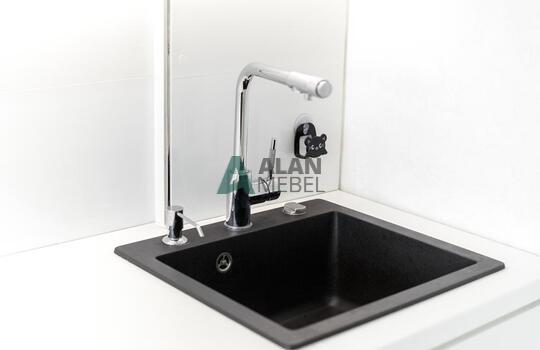 Современная прямая глянцевая акриловая кухня без ручек 