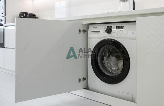 Современная прямая глянцевая акриловая кухня без ручек 