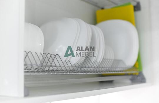 Современная прямая глянцевая акриловая кухня без ручек 