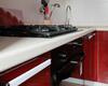 бордовая угловая кухня из пластика по индивидуальному размеру