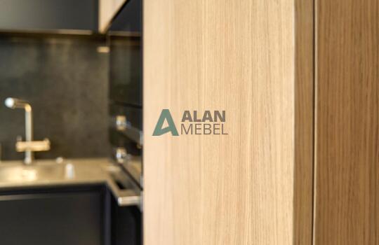 Современная кухня из шпона дуба, фасады шпон дуба и МДФ крашенный  