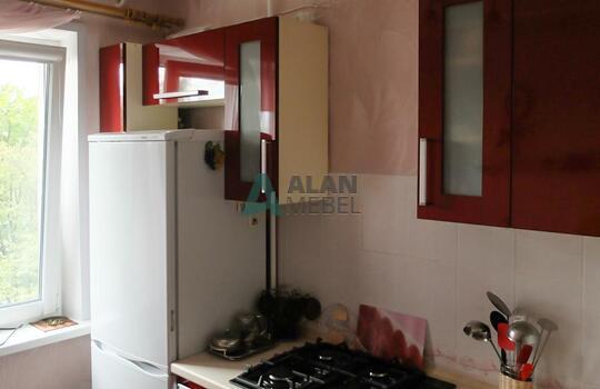 бордовая угловая кухня из пластика по индивидуальному размеру 