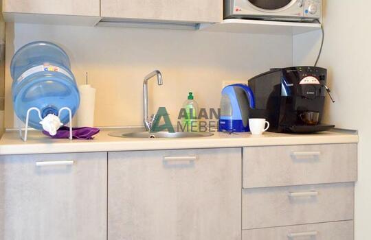 Кухня линейная из древесно стружечной плиты, заказать кухню из ДСП, фото кухни, цена в Минске, доставка 