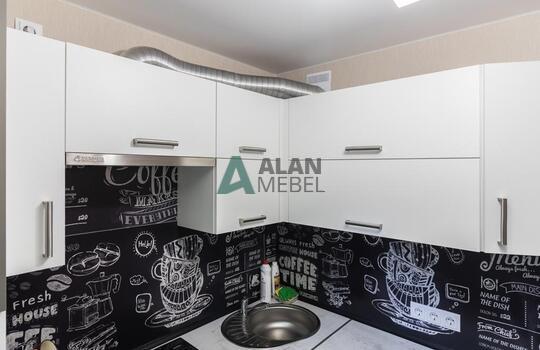 Современная строгая кухня с фасадами из древесно стружечной плиты в серо-белых тонах 