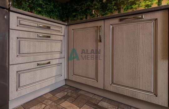 Классическая угловая кухня из дубового шпона 