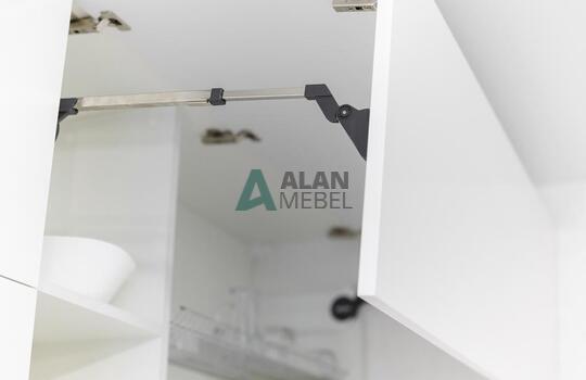 Современная прямая глянцевая акриловая кухня без ручек 